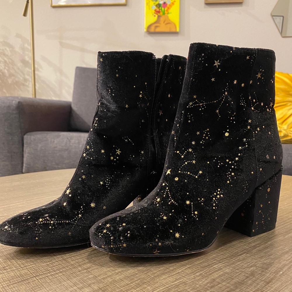 Velvet constellation UO ankle booties